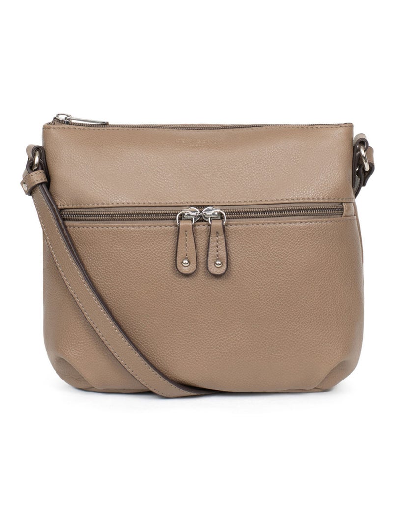 Sac porté travers  Cuir CONFORT Marron clair - Kiabi