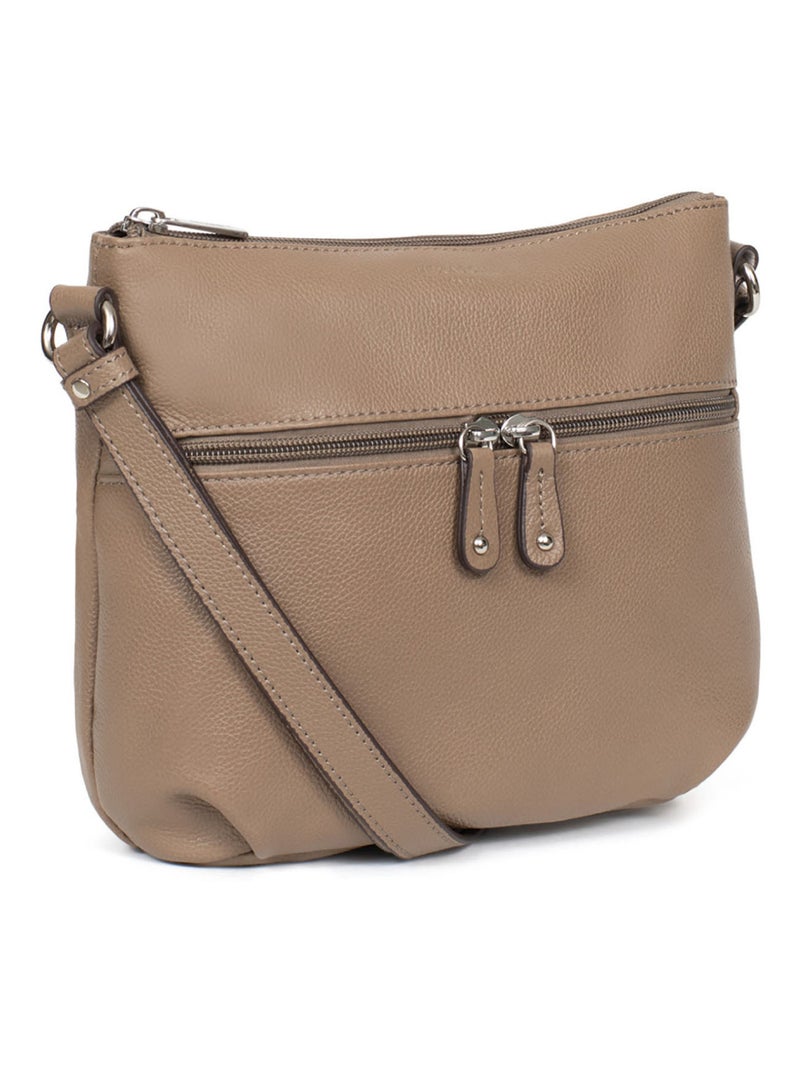 Sac porté travers  Cuir CONFORT Marron clair - Kiabi