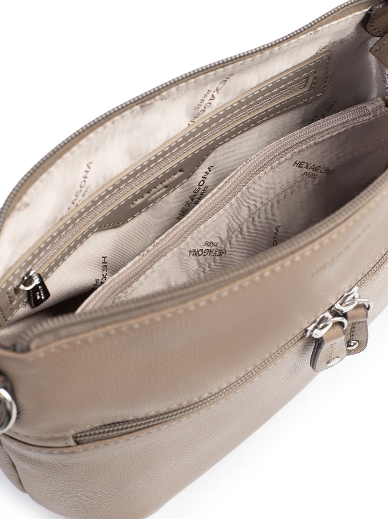 Sac porté travers  Cuir CONFORT Marron clair - Kiabi