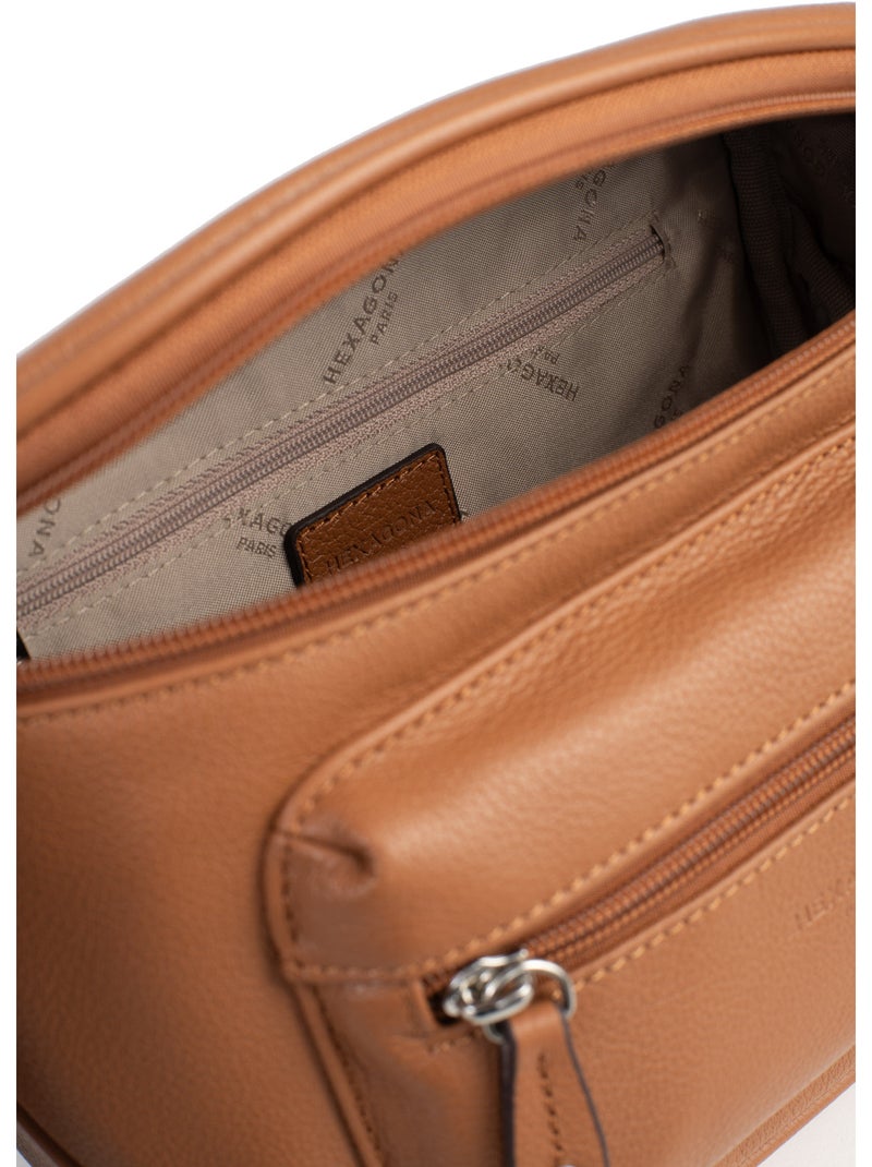 Sac porté travers  Cuir CONFORT Marron clair - Kiabi