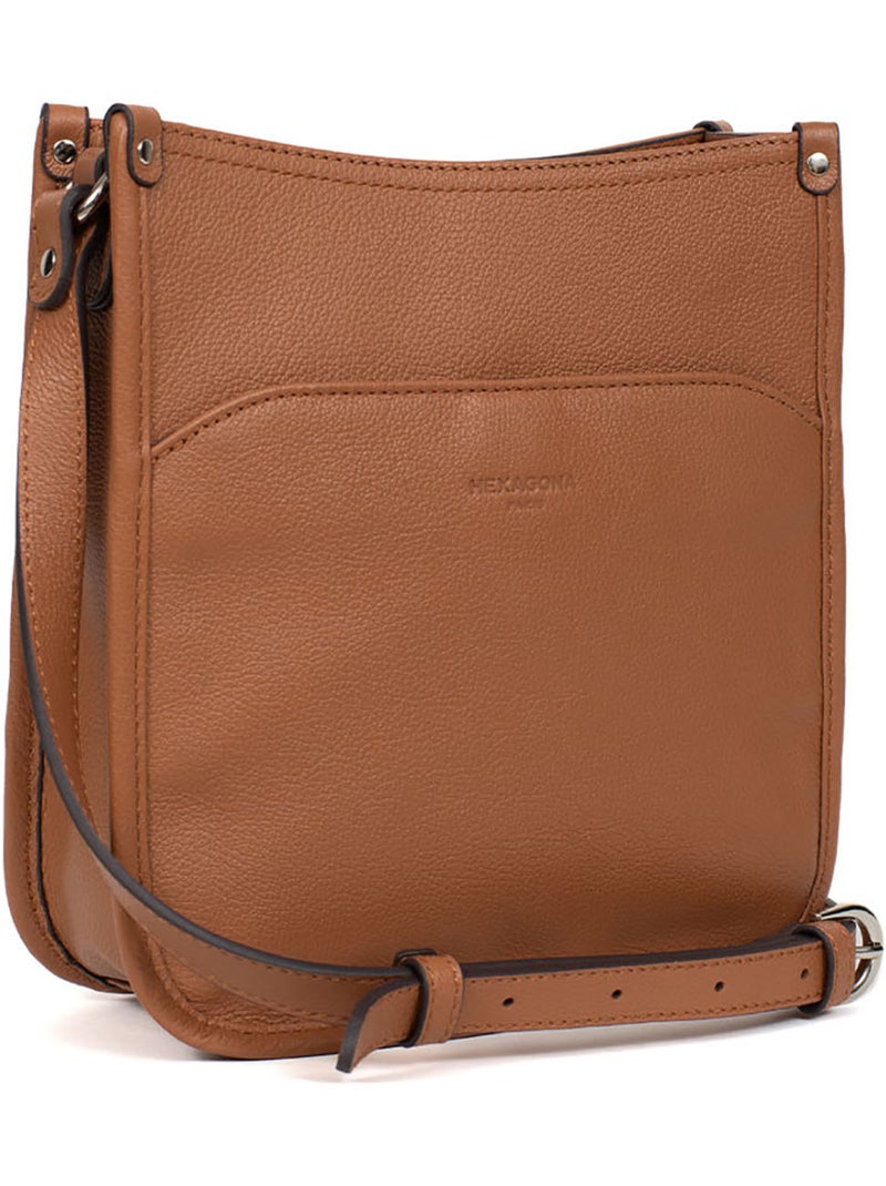 Sac porté travers  Cuir CONFORT Marron clair - Kiabi
