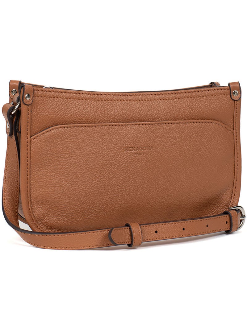 Sac porté travers  Cuir CONFORT Marron clair - Kiabi