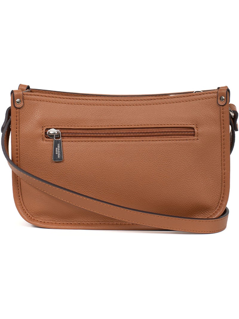 Sac porté travers  Cuir CONFORT Marron clair - Kiabi