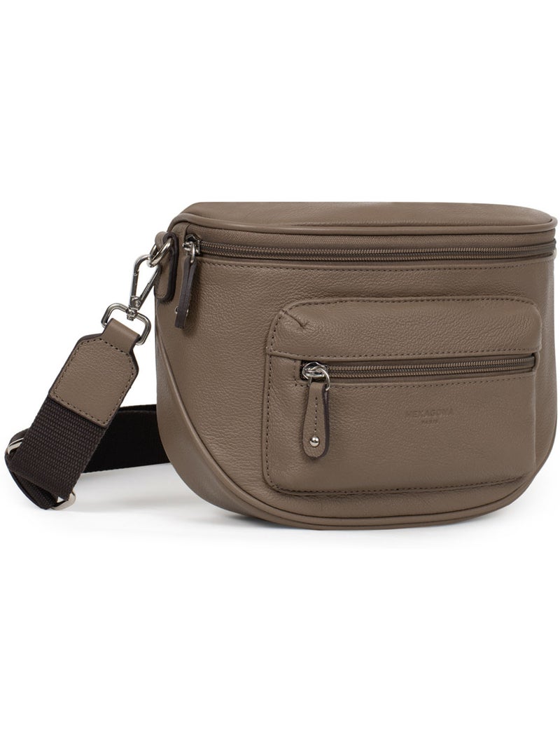 Sac porté travers  Cuir CONFORT Marron glacé - Kiabi