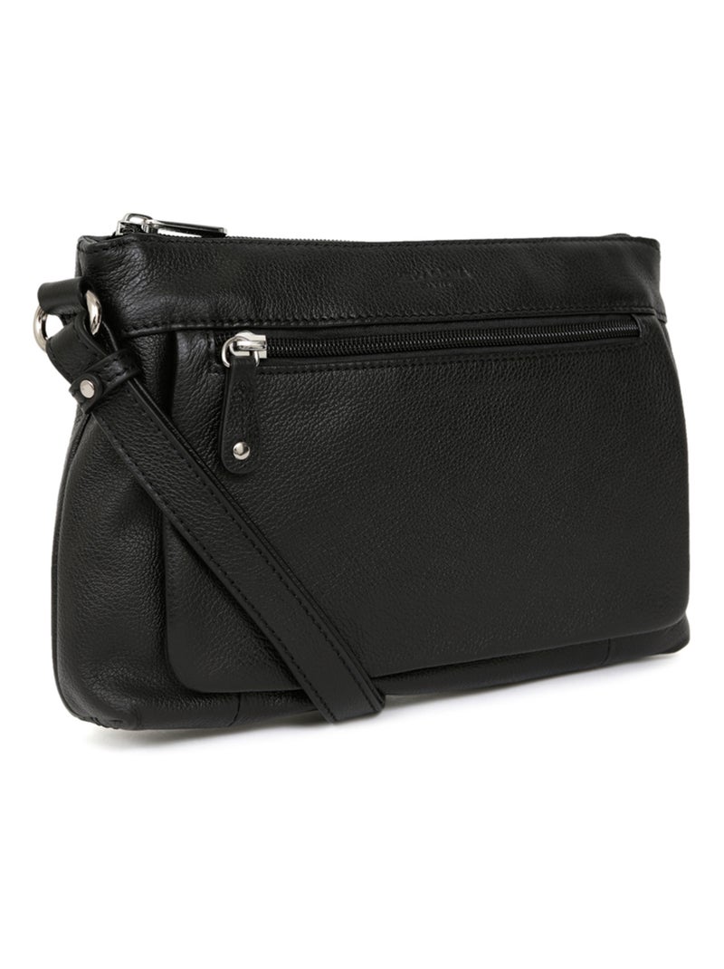 Sac porté travers  Cuir CONFORT Noir - Kiabi