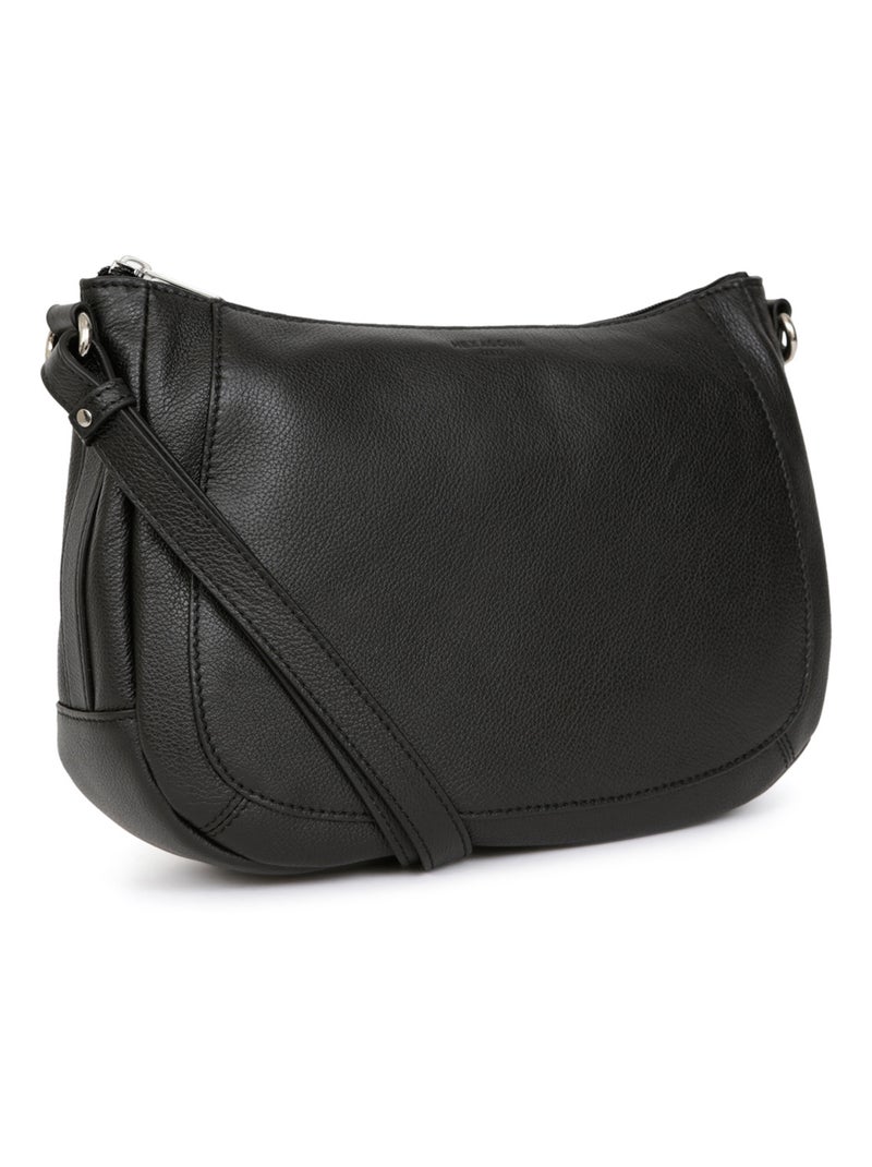 Sac porté travers  Cuir CONFORT Noir - Kiabi