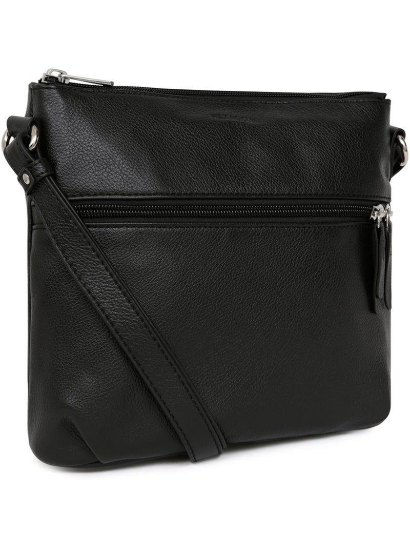 Sac porté travers  Cuir CONFORT Noir - Kiabi