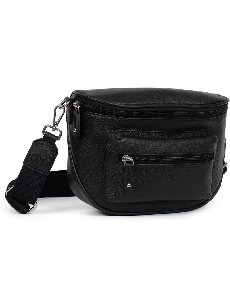 Sac porté travers  Cuir CONFORT Noir - Kiabi