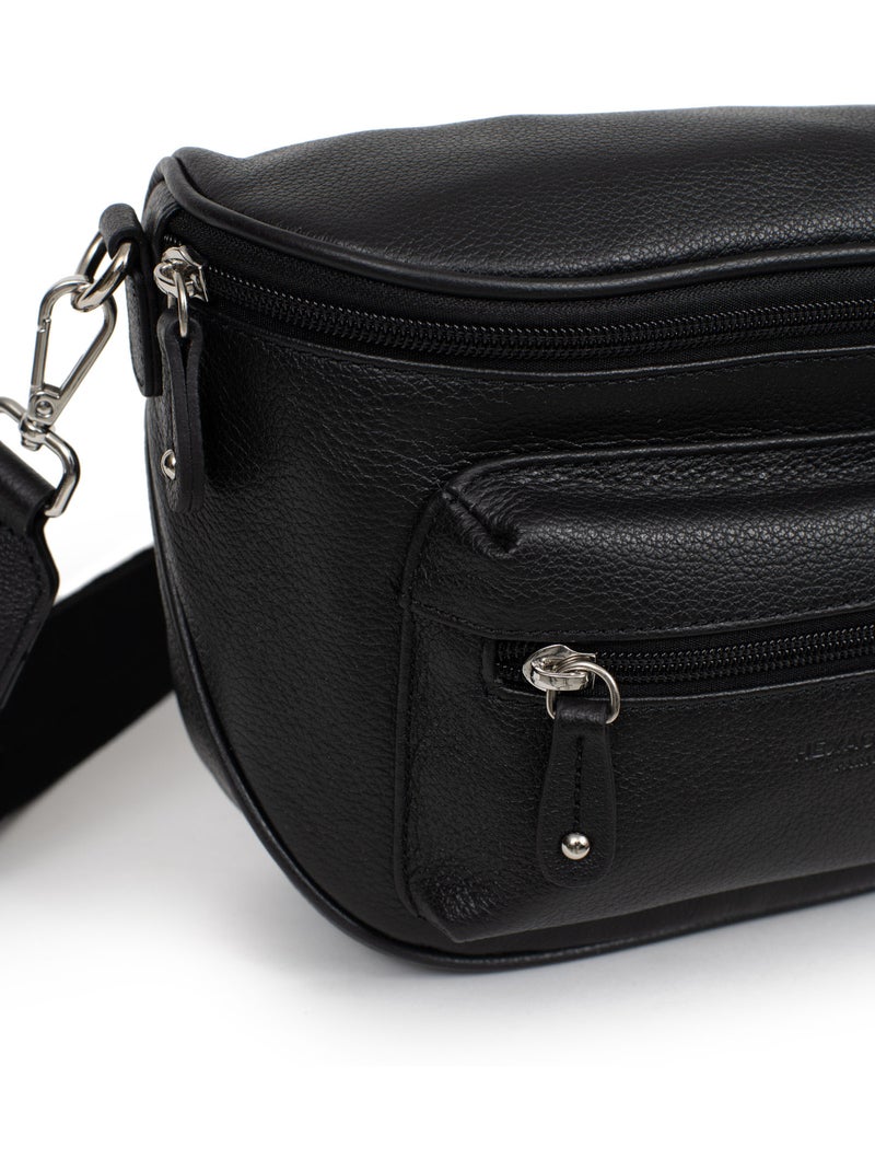 Sac porté travers  Cuir CONFORT Noir - Kiabi