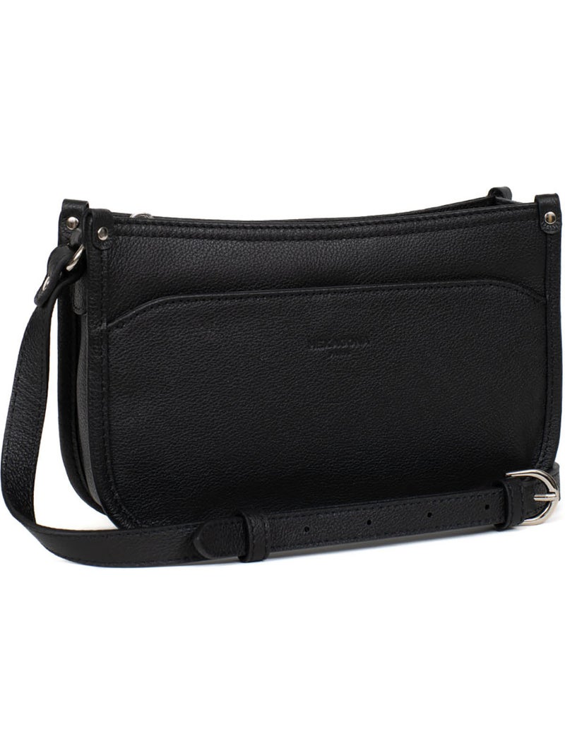 Sac porté travers  Cuir CONFORT Noir - Kiabi