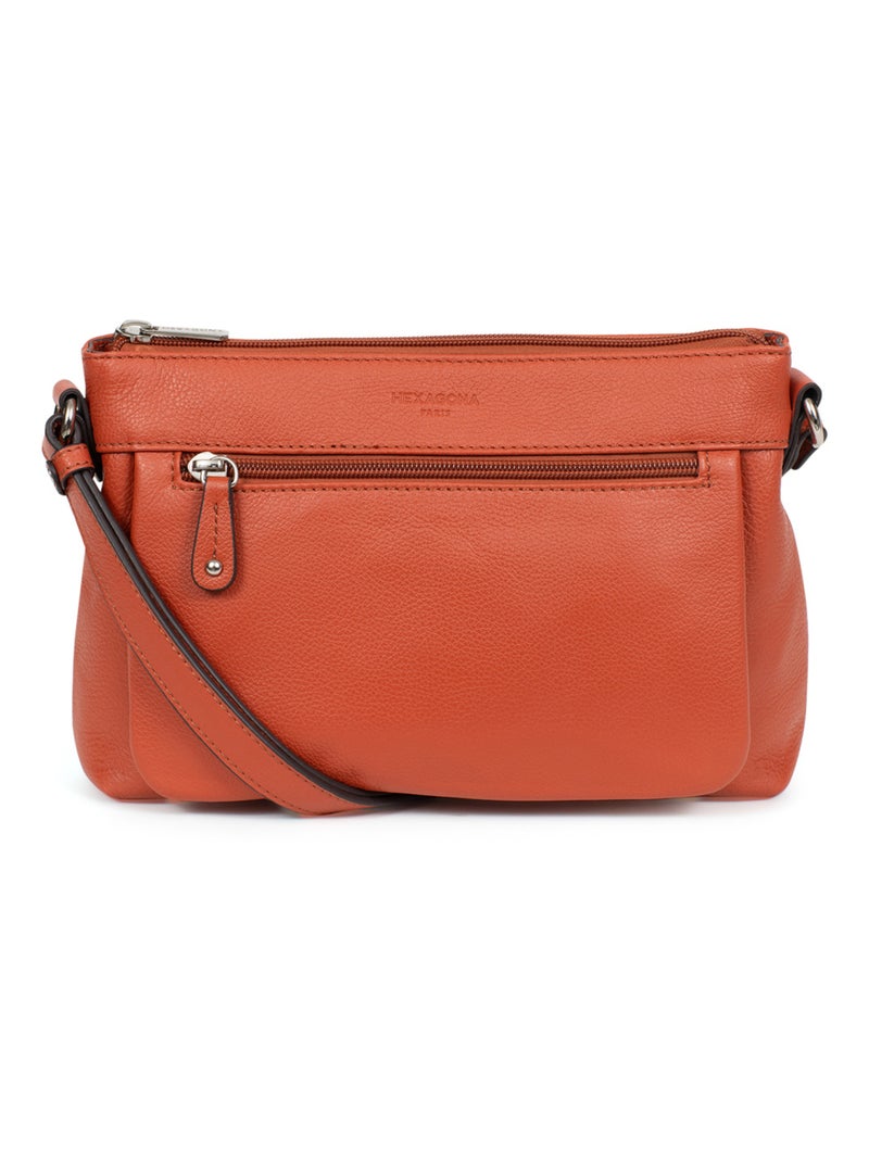 Sac porté travers  Cuir CONFORT Orange - Kiabi