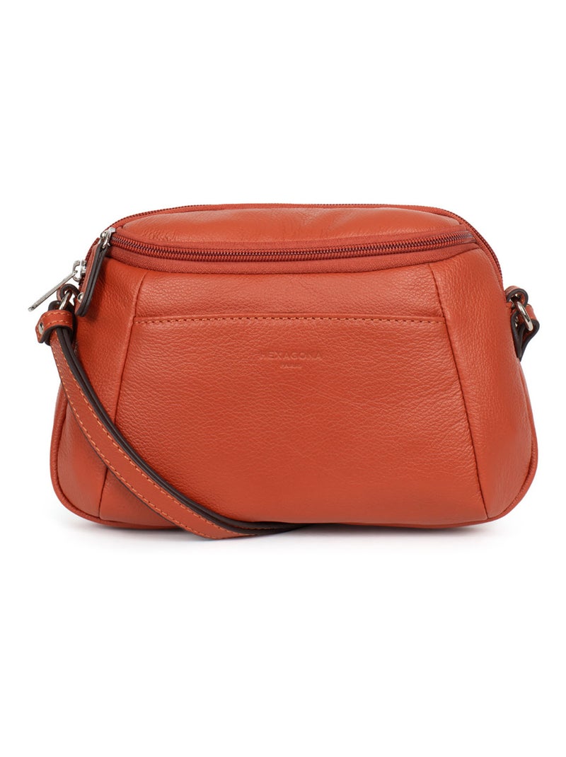 Sac porté travers  Cuir CONFORT Orange - Kiabi