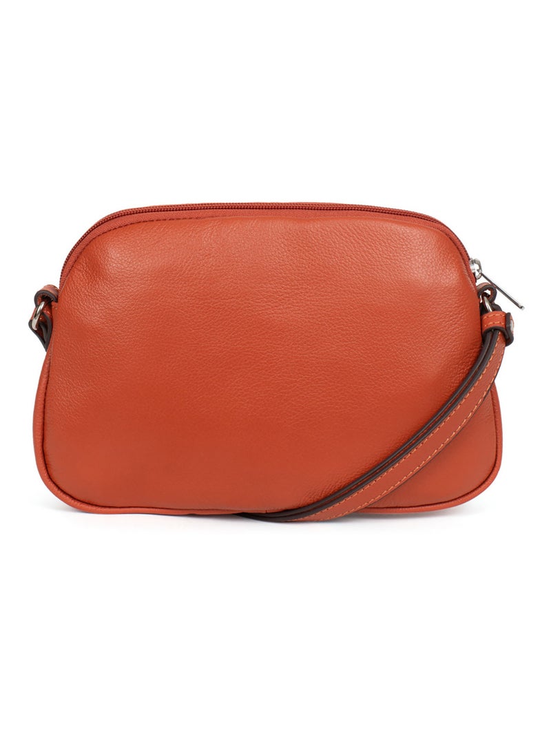 Sac porté travers  Cuir CONFORT Orange - Kiabi