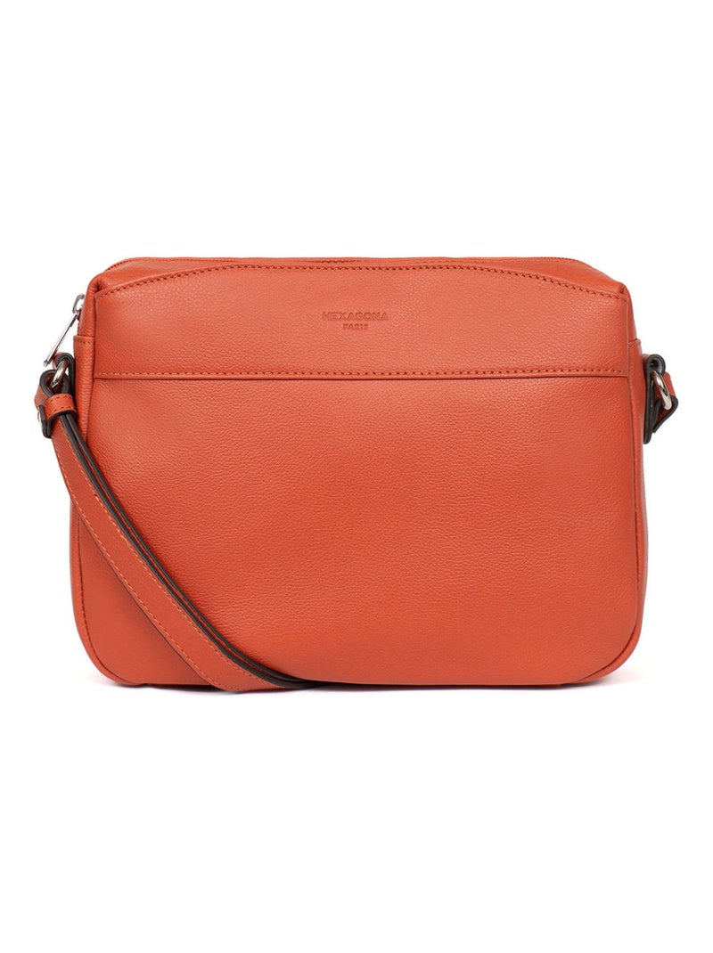 Sac porté travers  Cuir CONFORT Orange - Kiabi