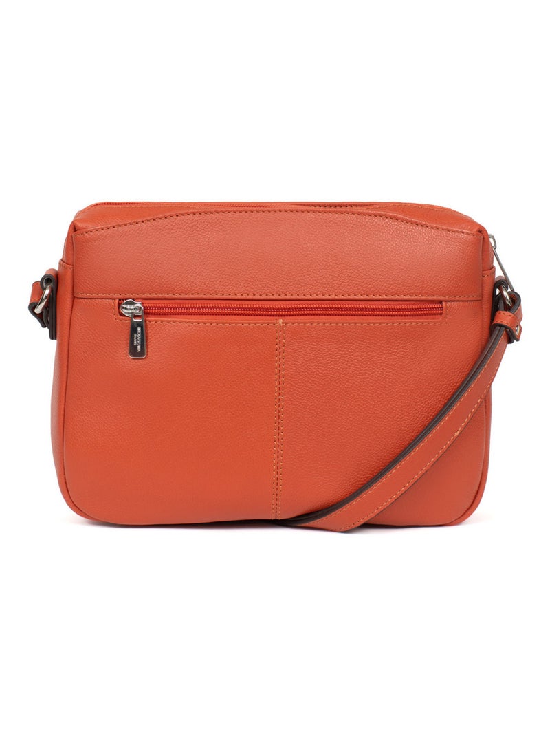 Sac porté travers  Cuir CONFORT Orange - Kiabi