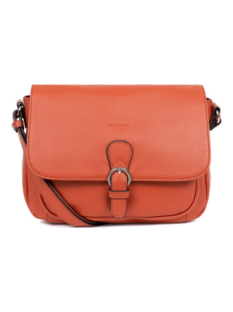 Sac porté travers  Cuir CONFORT Orange - Kiabi