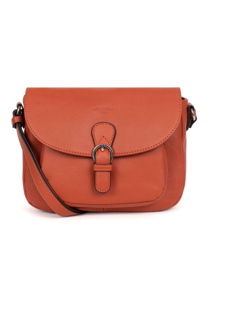 Sac porté travers  Cuir CONFORT Orange - Kiabi