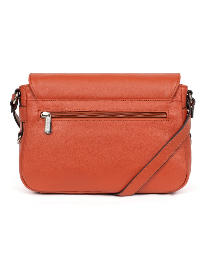 Sac porté travers  Cuir CONFORT Orange - Kiabi