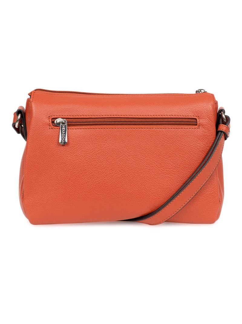 Sac porté travers  Cuir CONFORT Orange - Kiabi