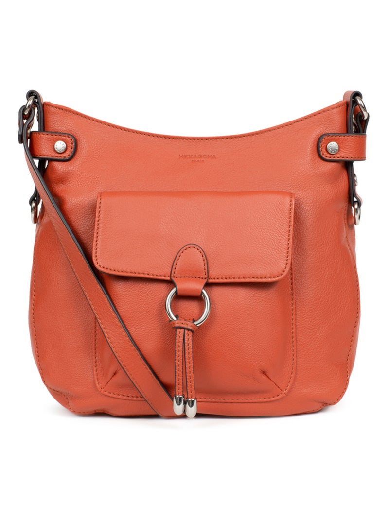 Sac porté travers  Cuir CONFORT Orange - Kiabi