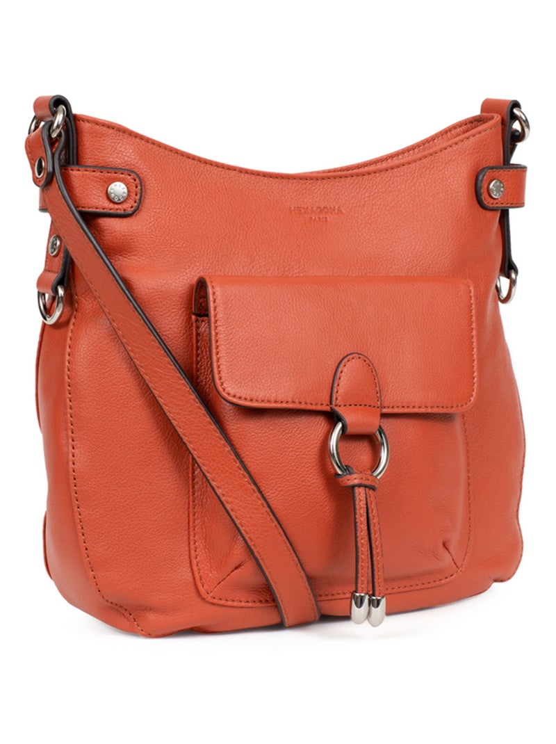 Sac porté travers  Cuir CONFORT Orange - Kiabi