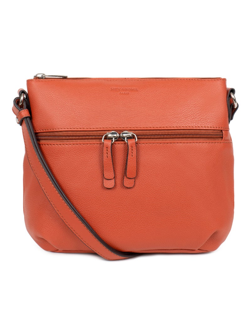Sac porté travers  Cuir CONFORT Orange - Kiabi