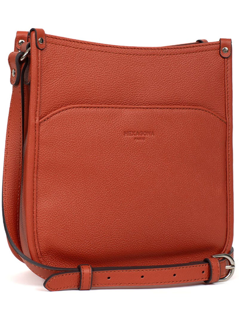 Sac porté travers  Cuir CONFORT Orange - Kiabi