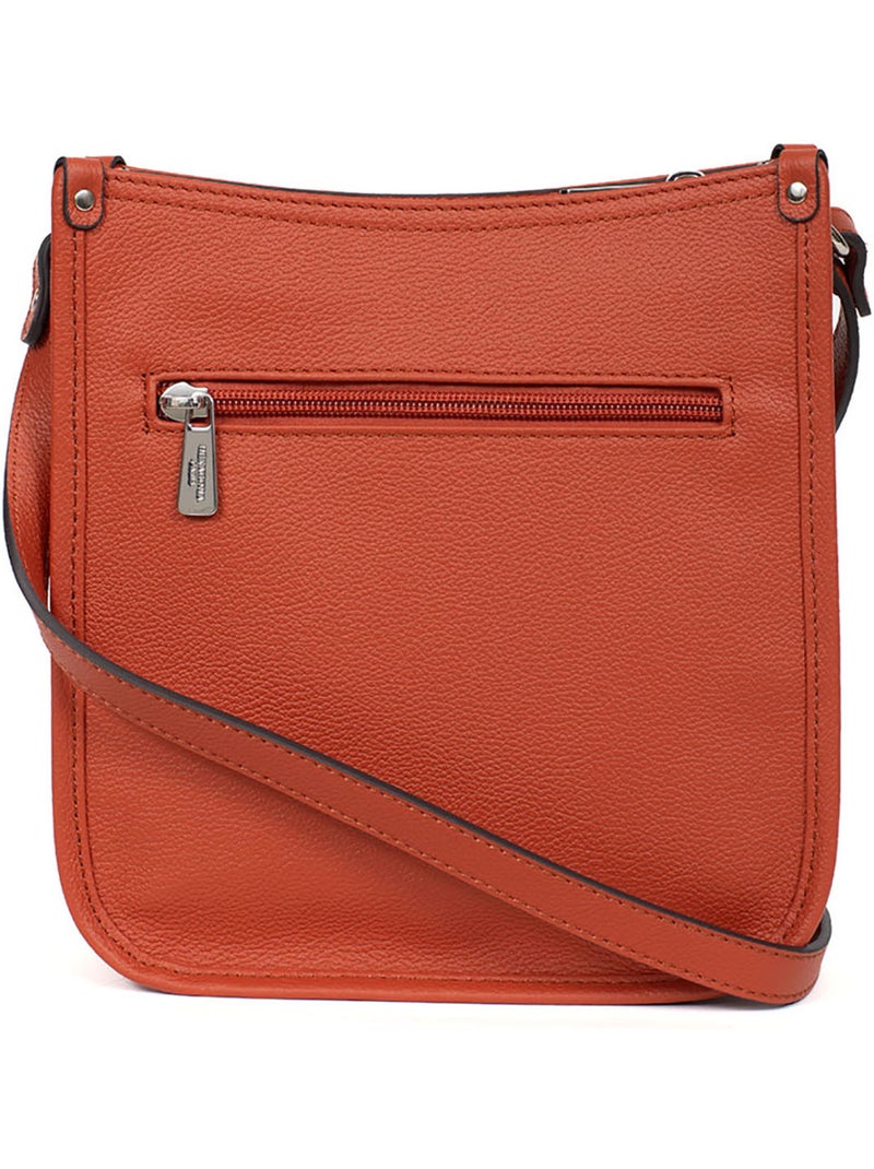 Sac porté travers  Cuir CONFORT Orange - Kiabi