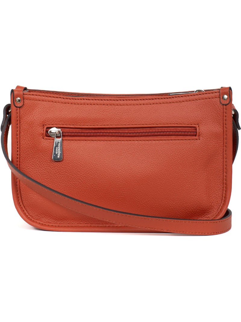 Sac porté travers  Cuir CONFORT Orange - Kiabi