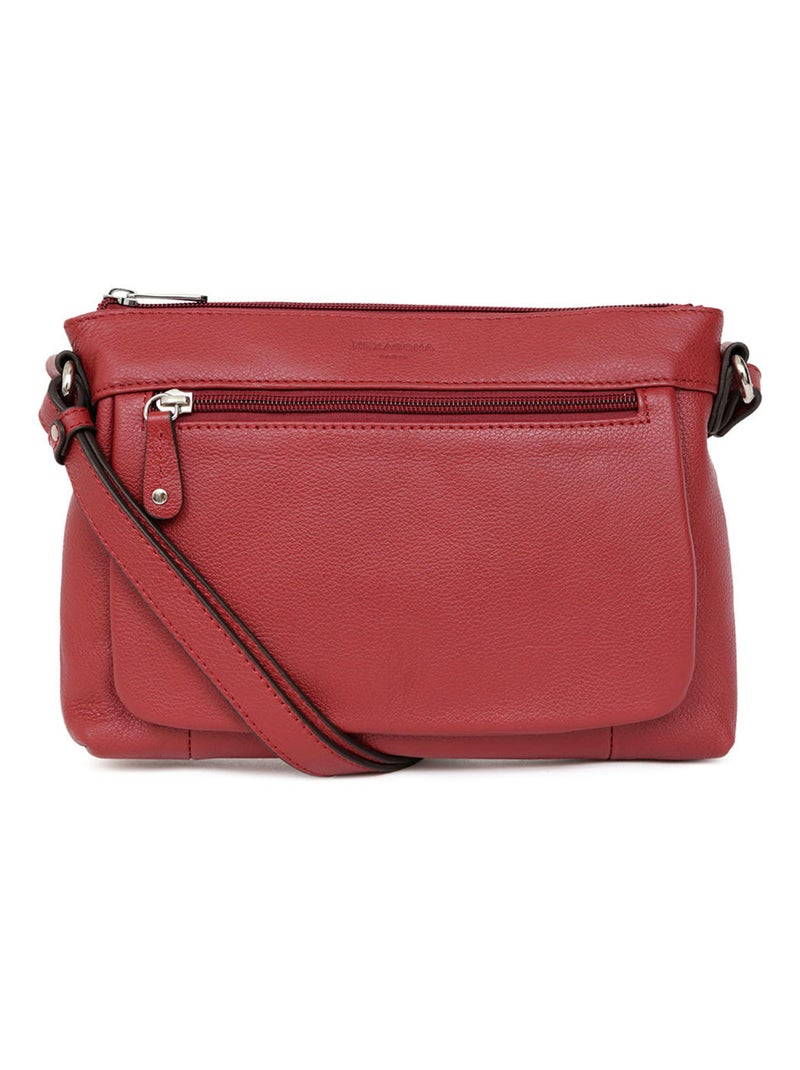 Sac porté travers  Cuir CONFORT Rouge foncé - Kiabi