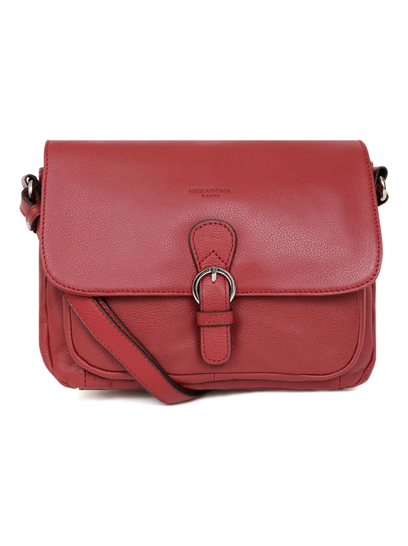 Sac porté travers  Cuir CONFORT Rouge foncé - Kiabi
