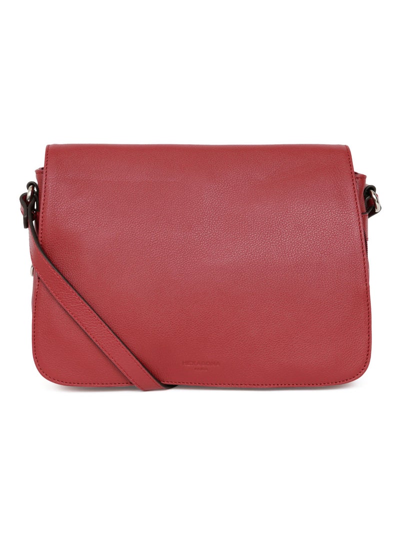Sac porté travers  Cuir CONFORT Rouge foncé - Kiabi