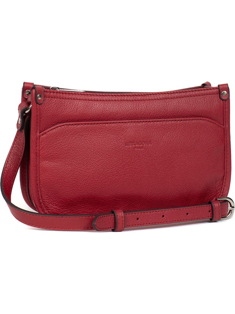 Sac porté travers  Cuir CONFORT Rouge foncé - Kiabi