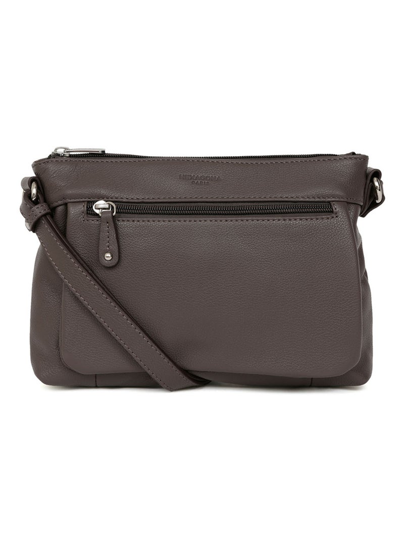Sac porté travers  Cuir CONFORT Taupe - Kiabi