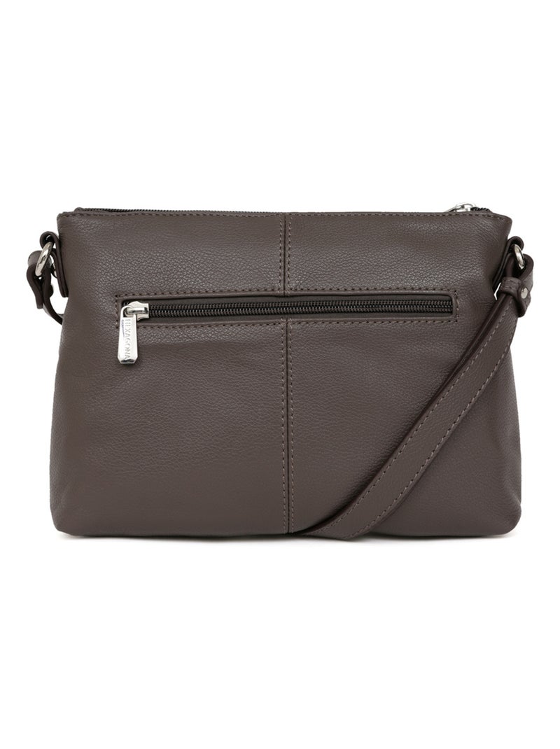 Sac porté travers  Cuir CONFORT Taupe - Kiabi