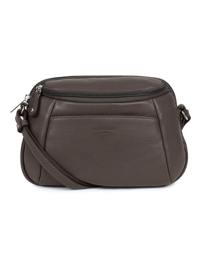 Sac porté travers  Cuir CONFORT Taupe - Kiabi