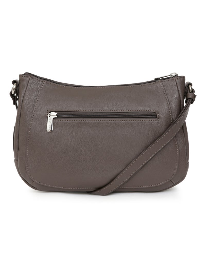 Sac porté travers  Cuir CONFORT Taupe - Kiabi