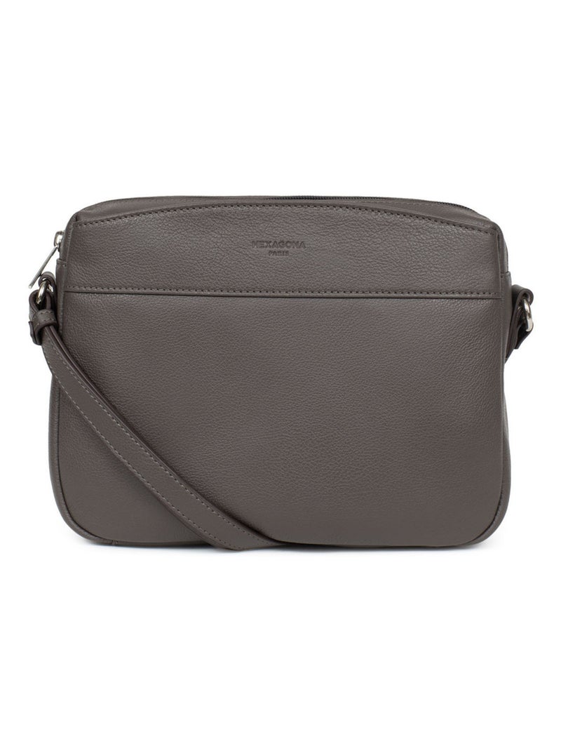 Sac porté travers  Cuir CONFORT Taupe - Kiabi
