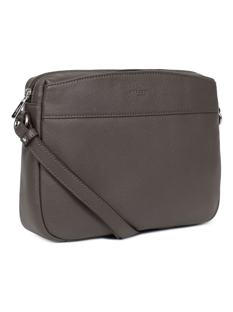 Sac porté travers  Cuir CONFORT Taupe - Kiabi