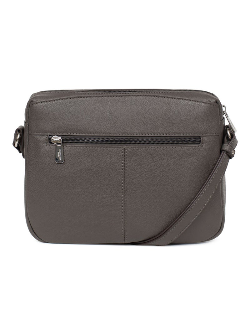 Sac porté travers  Cuir CONFORT Taupe - Kiabi