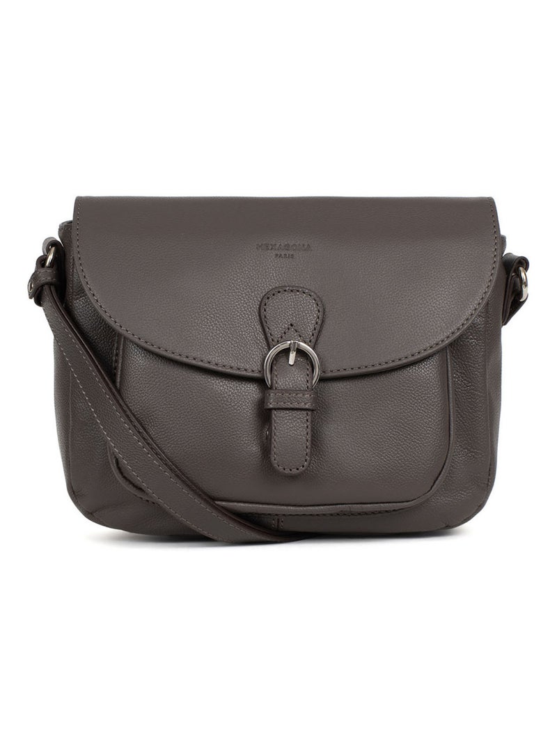 Sac porté travers  Cuir CONFORT Taupe - Kiabi