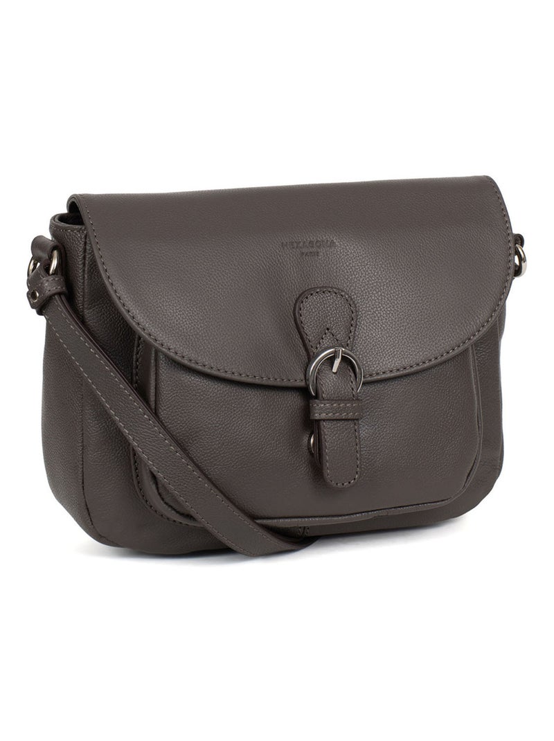 Sac porté travers  Cuir CONFORT Taupe - Kiabi