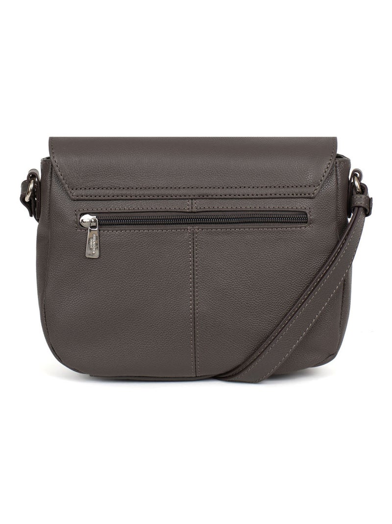 Sac porté travers  Cuir CONFORT Taupe - Kiabi