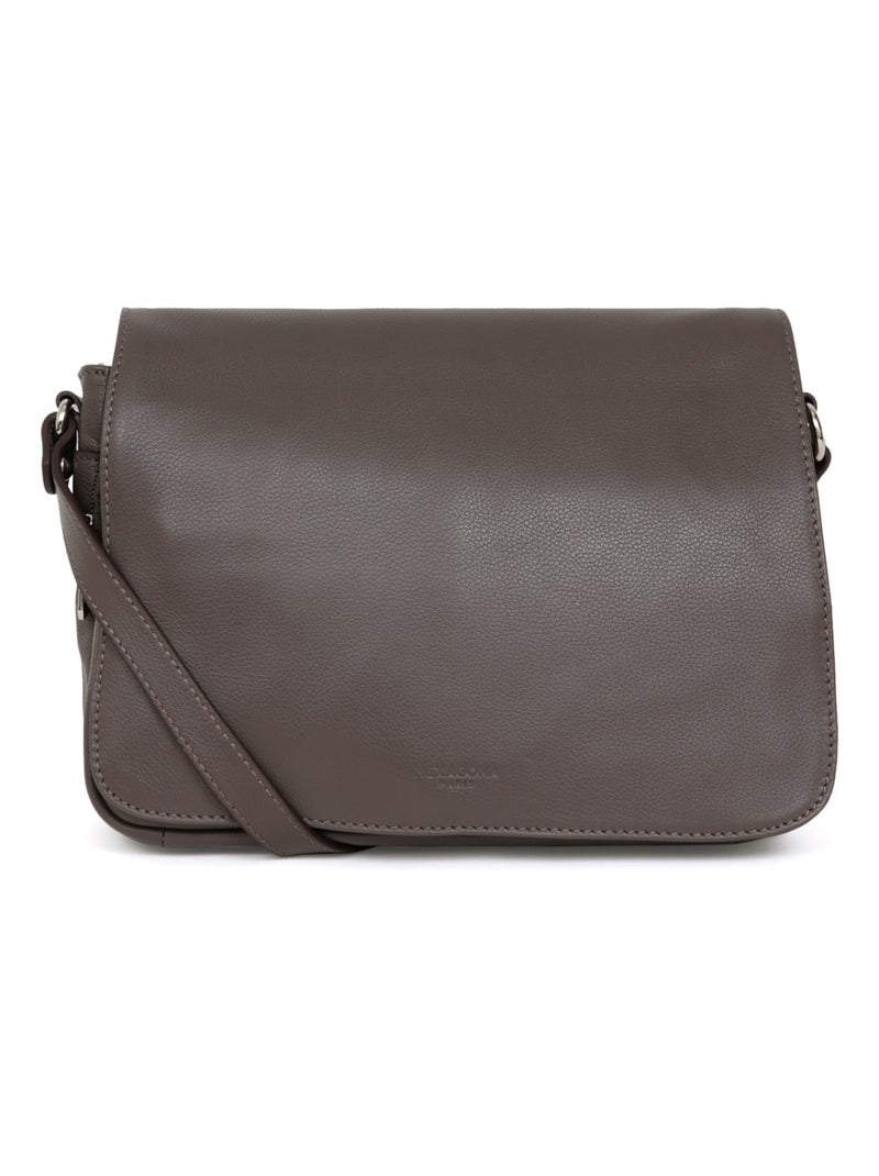 Sac porté travers  Cuir CONFORT Taupe - Kiabi