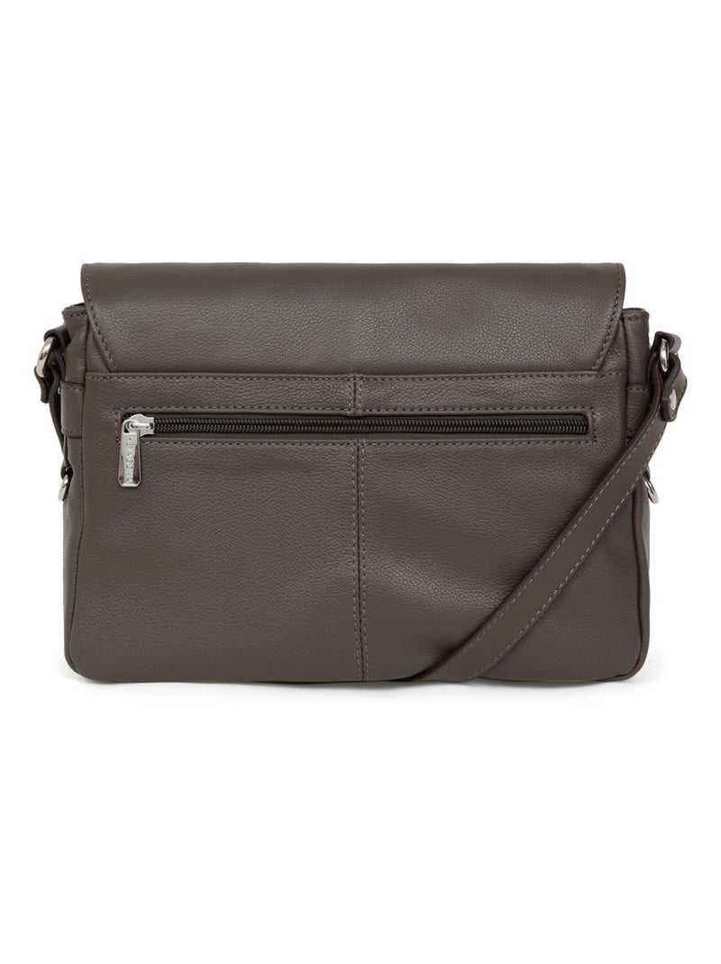 Sac porté travers  Cuir CONFORT Taupe - Kiabi