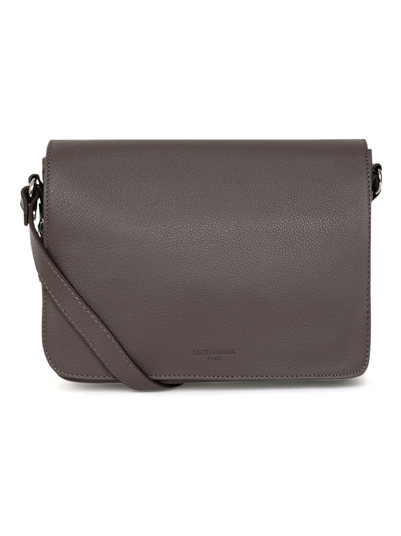Sac porté travers  Cuir CONFORT Taupe - Kiabi
