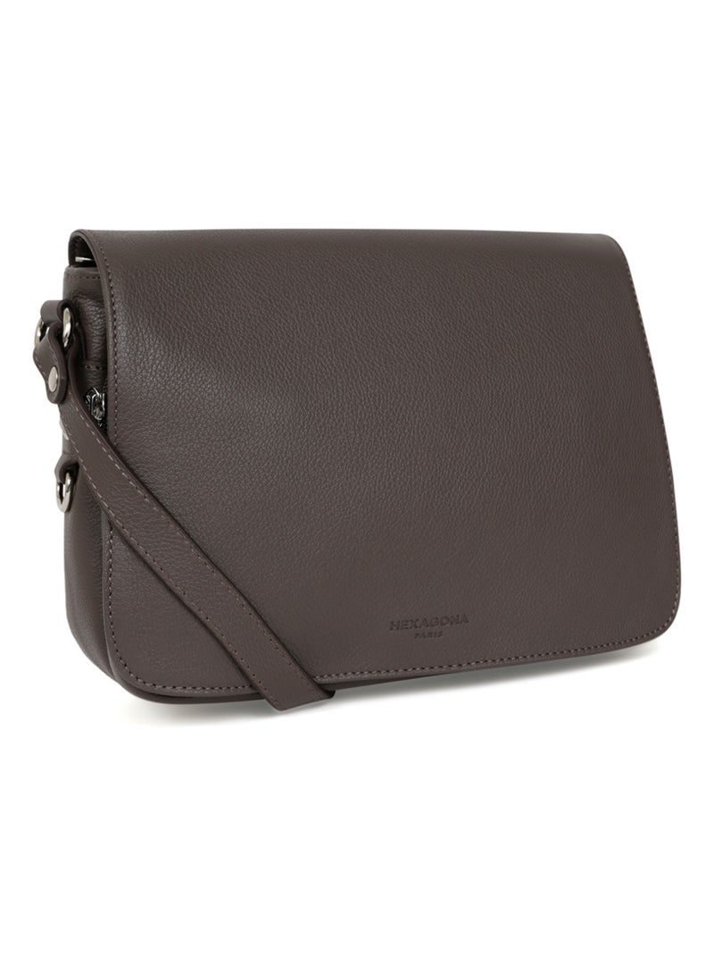 Sac porté travers  Cuir CONFORT Taupe - Kiabi