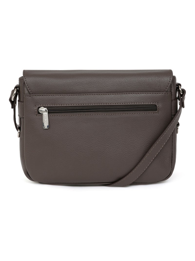 Sac porté travers  Cuir CONFORT Taupe - Kiabi
