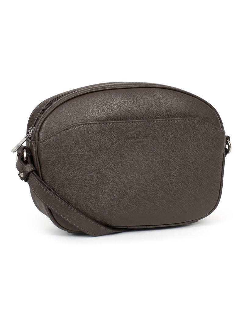Sac porté travers  Cuir CONFORT Taupe - Kiabi