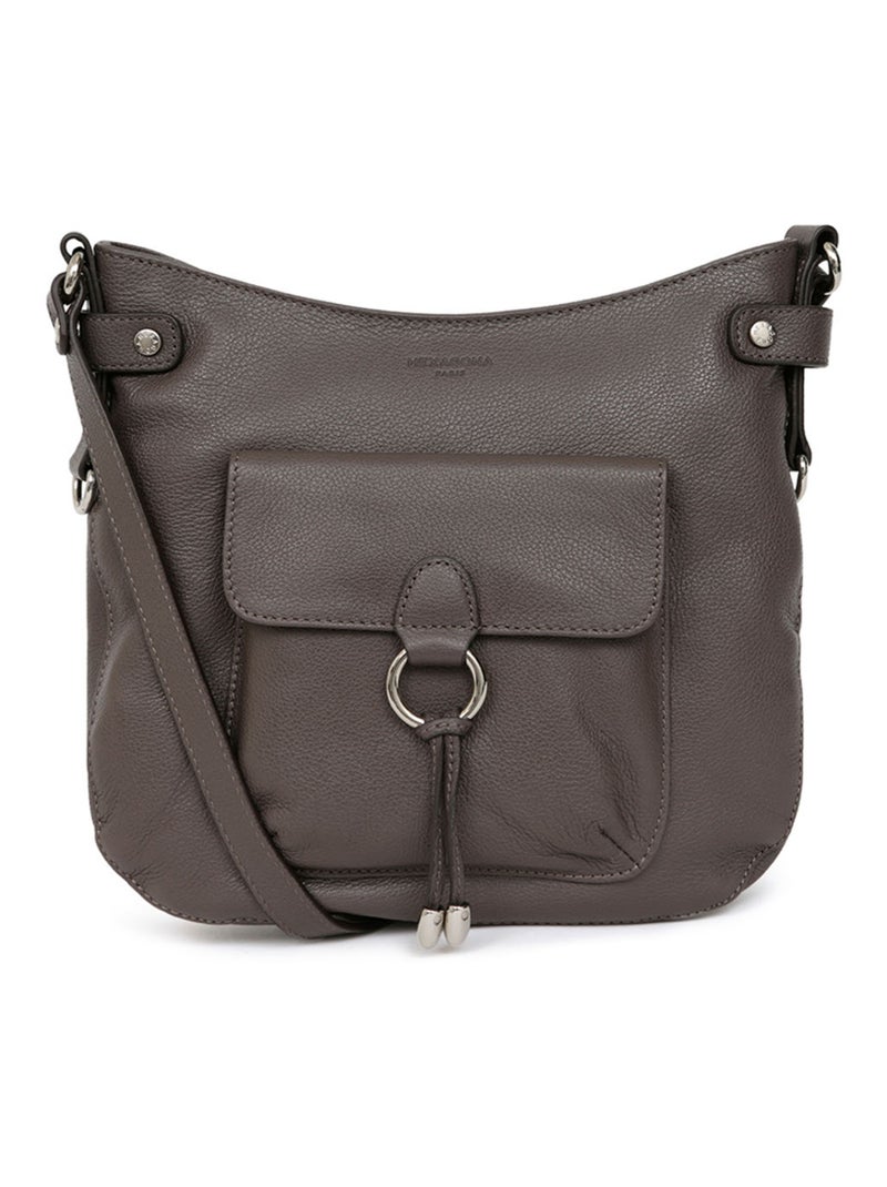 Sac porté travers  Cuir CONFORT Taupe - Kiabi